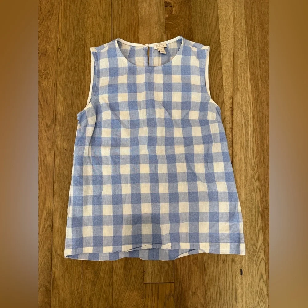 💙 J.Crew Blue & White Plaid Tank Top 🌸 Women’s Size 00